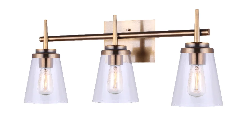 Track lighting with a decorative track designCanarm IVL703A03GD Perla 3 Light Gold Bath Vanity Light