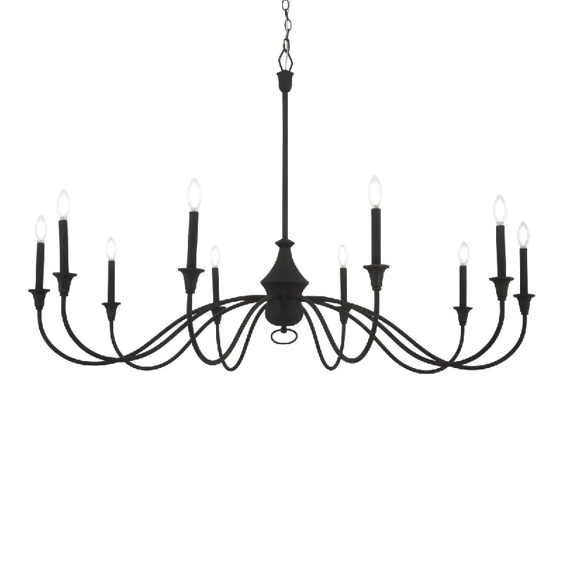 Industrial Task Lighting for Precision WorkstationsHalifax County 58 In. 10 Lights Chandelier Textured Black Finish Industrial Task Lighting for Precision WorkstationsHalifax County 58 In. 10 Lights Chandelier Textured Black Finish