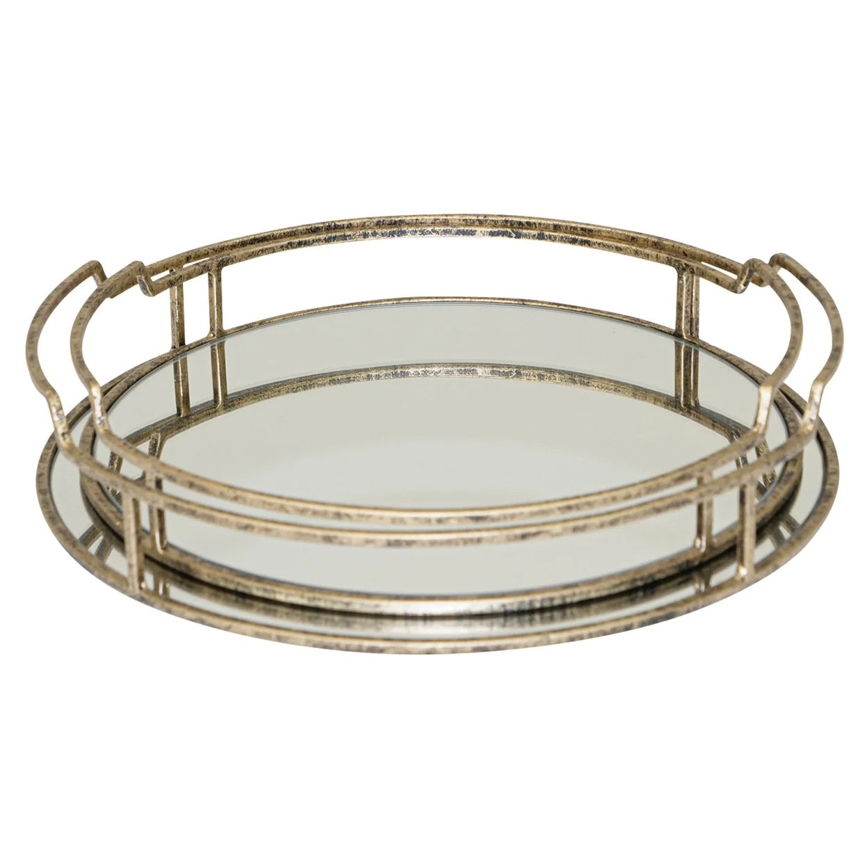 Track lighting for modernizing traditional interiorsDrina Mirrored Trays (Set of 2) - Antique Gold Finish