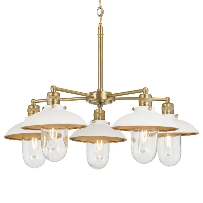 Industrial Lighting for Furniture FactoriesDowntown Edison 28 In. 5 Lights Chandelier White & brass Finish