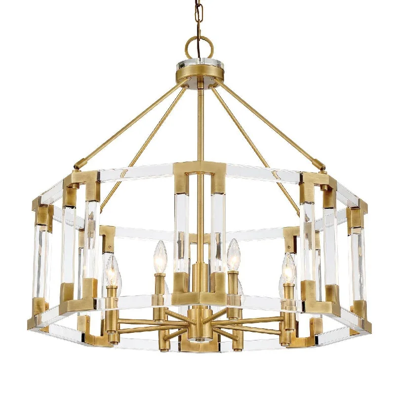 High - Bay LED Industrial Lighting for WarehousesPrima Vista 31 in. 8 Lights Chandelier Antique Brass Finish High - Bay LED Industrial Lighting for WarehousesPrima Vista 31 in. 8 Lights Chandelier Antique Brass Finish