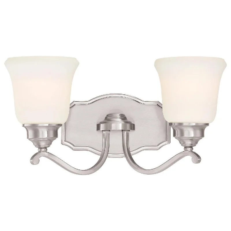 Industrial Pendant Lighting for Machine ShopsSavannah Row 18 in. 2 Lights Vanity Light Brushed Nickel finish