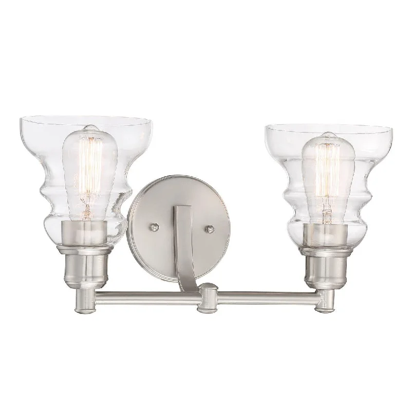 Dust - Resistant Industrial Lighting for Dirty WorkspacesWaterbury 16 in. 2 Lights Vanity Light Brushed Nickel finish Dust - Resistant Industrial Lighting for Dirty WorkspacesWaterbury 16 in. 2 Lights Vanity Light Brushed Nickel finish