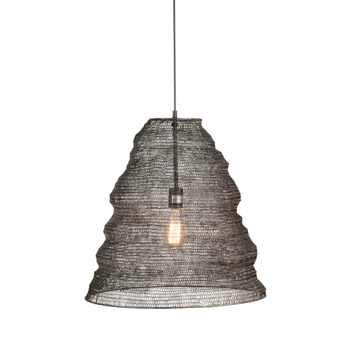 Modern track lighting with LED bulbsCrestview Collection CVPDN023 Black Metal Mesh Large Link Pendant