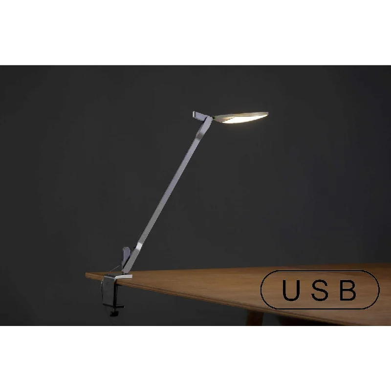 Industrial Lighting for Chemical PlantsSplitty Silver Contemporary LED Desk Lamp with One-Piece Desk Clamp and USB Port