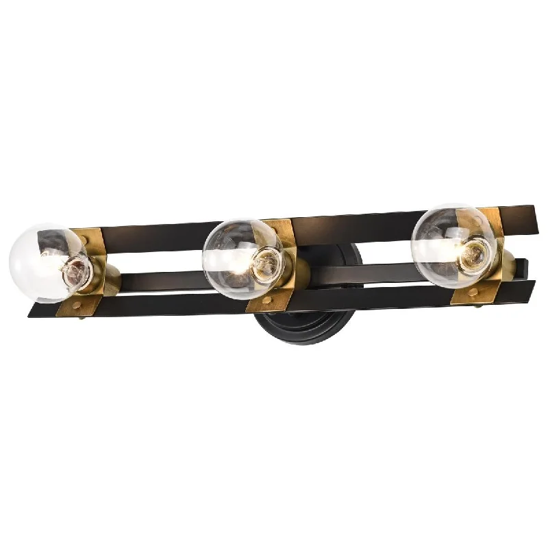 Industrial Task Lighting for Precision WorkstationsMarsden 22 in. 3 lights Bathroom Vanity Light Matte Black and Natural Brass Finish Industrial Task Lighting for Precision WorkstationsMarsden 22 in. 3 lights Bathroom Vanity Light Matte Black and Natural Brass Finish