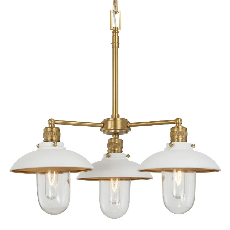 Waterproof Industrial Lighting for Wet AreasDowntown Edison 23 In. 3 Lights Chandelier White & brass Finish Waterproof Industrial Lighting for Wet AreasDowntown Edison 23 In. 3 Lights Chandelier White & brass Finish
