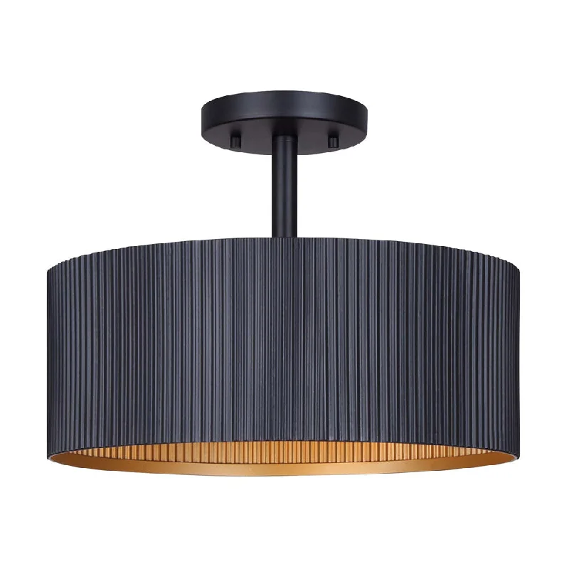 Industrial - style track lighting for loftsCanarm ISF1119A02BK REXTON Black and Gold Semi-Flush Mount Light