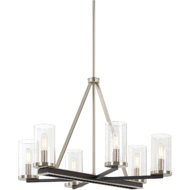 Industrial Wall - Mounted Lighting for Workshop WallsCole's Crossing 26 in. 6 Lights Chandelier Brushed Nickel finish Industrial Wall - Mounted Lighting for Workshop WallsCole's Crossing 26 in. 6 Lights Chandelier Brushed Nickel finish
