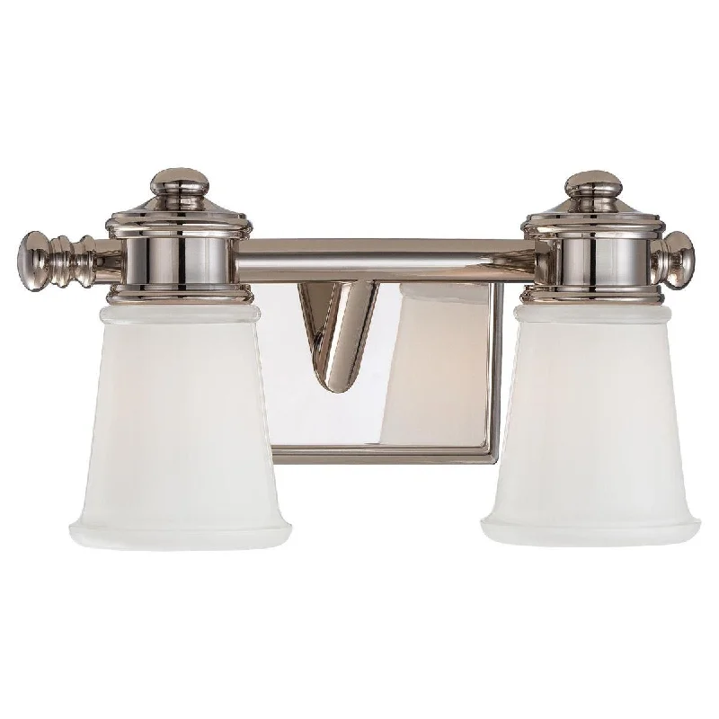 Industrial Lighting for Electronics Manufacturing14 in. 2 Lights Vanity Light Polished Nickel finish Industrial Lighting for Electronics Manufacturing14 in. 2 Lights Vanity Light Polished Nickel finish