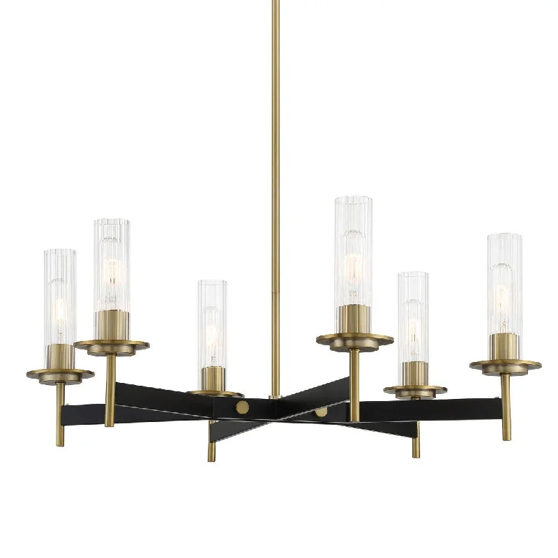 Industrial Lighting for Chemical PlantsBaldwin Park 27 In. 6 Lights Chandelier Black & brass Finish Industrial Lighting for Chemical PlantsBaldwin Park 27 In. 6 Lights Chandelier Black & brass Finish