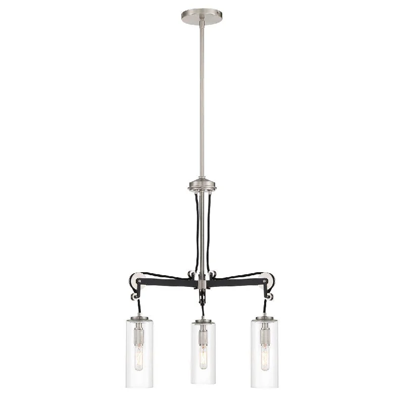 Industrial Task Lighting for Precision WorkstationsPullman Junction 20 in. 3 Lights Chandelier Brushed Nickel & Black finish Industrial Task Lighting for Precision WorkstationsPullman Junction 20 in. 3 Lights Chandelier Brushed Nickel & Black finish