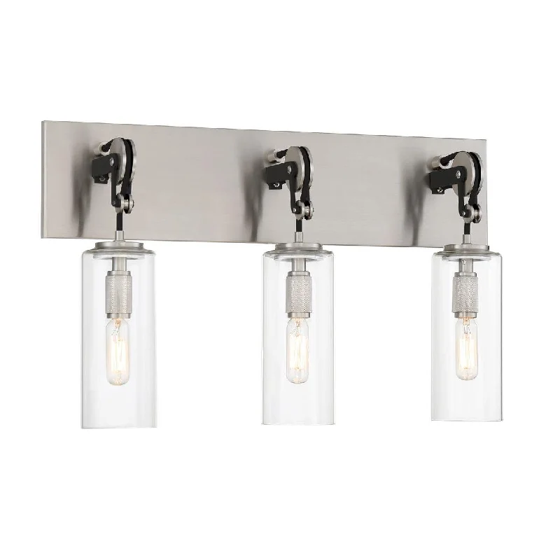 Industrial Lighting for Textile MillsPullman Junction 21 in. 3 Lights Vanity Light Brushed Nickel & Black finish