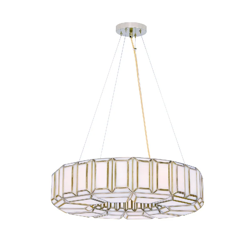 Outdoor - rated track lighting for patiosEurofase 46468­-017 Belmont 28 Inch 8 Light Glass and Brass Pendant