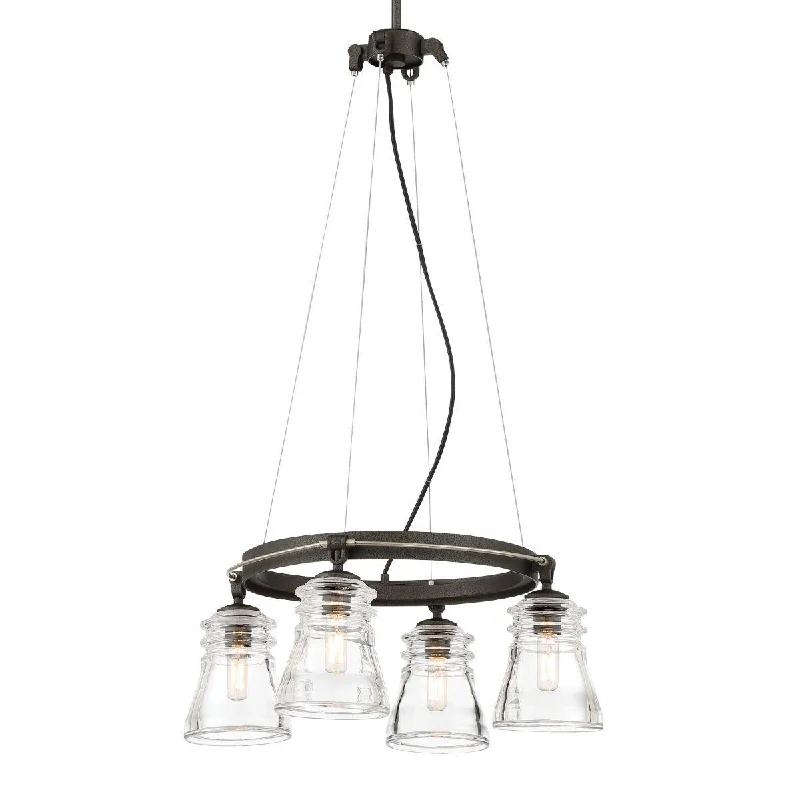 Industrial Wall - Mounted Lighting for Workshop WallsGraham Avenue 20 In. 4 Lights Chandelier Iron & brushed nickel Finish Industrial Wall - Mounted Lighting for Workshop WallsGraham Avenue 20 In. 4 Lights Chandelier Iron & brushed nickel Finish