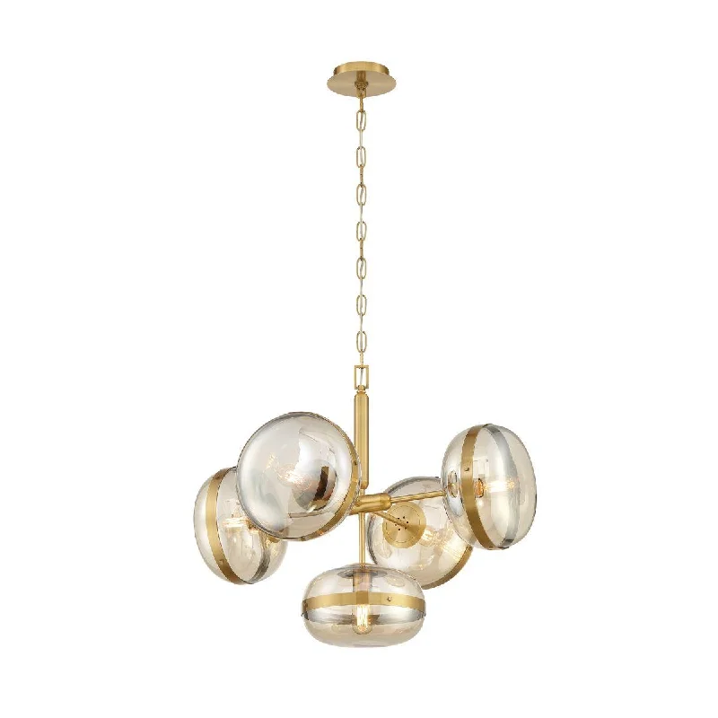 Industrial Lighting for Textile MillsNottingham 28 in. 5 Lights Chandelier Brass Finish Industrial Lighting for Textile MillsNottingham 28 in. 5 Lights Chandelier Brass Finish