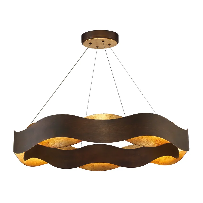 Contemporary track lighting in black finishEurofase 31384-018 Vaughan 33" Bronze Wave LED Chandelier