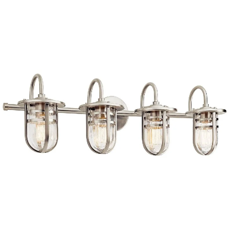 Dimmable Industrial Lighting for Ambiance ControlCaparros 32 in 4 Lights Vanity Light Nickel finish