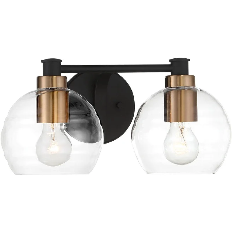 Industrial Lighting for Chemical PlantsKeyport 15 in. 2 Lights Vanity Light Black & Brushed Brass finish Industrial Lighting for Chemical PlantsKeyport 15 in. 2 Lights Vanity Light Black & Brushed Brass finish