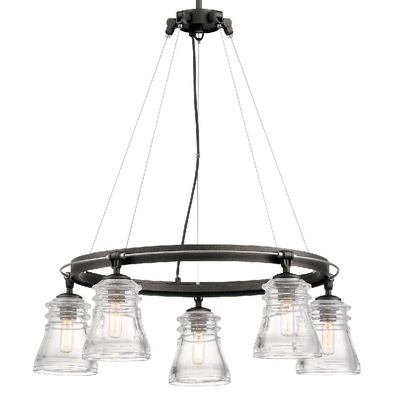 Industrial Area Lighting for Large Open SpacesGraham Avenue 26 In. 5 Lights Chandelier Iron & brushed nickel Finish Industrial Area Lighting for Large Open SpacesGraham Avenue 26 In. 5 Lights Chandelier Iron & brushed nickel Finish