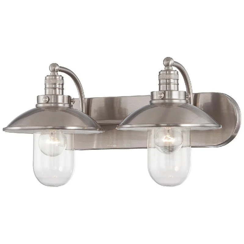 Industrial Pendant Lighting for Machine ShopsDowntown Edison 19 in. 2 Lights Vanity Light Brushed Nickel finish