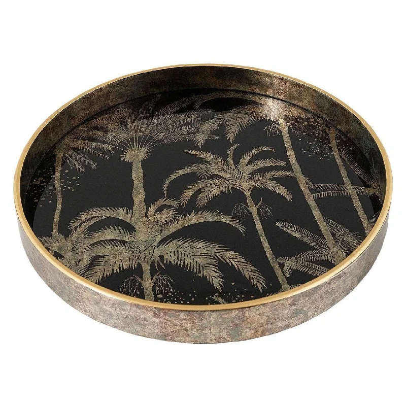 Track lighting with multiple heads for flexibilityMindy Brownes Palm Tree Tray - Gold & Black Finish