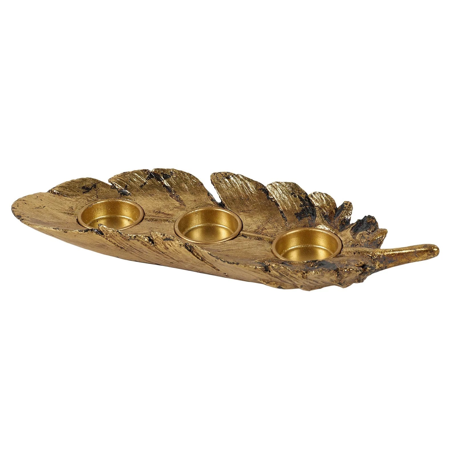 Track lighting for illuminating dining tablesFeather T-Light Holder - Gold Finish