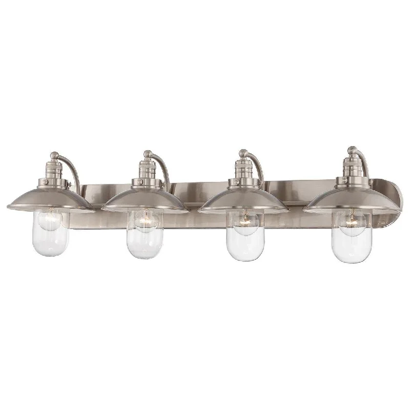 Industrial Lighting for Textile MillsDowntown Edison 39 in. 4 Lights Vanity Light Brushed Nickel finish Industrial Lighting for Textile MillsDowntown Edison 39 in. 4 Lights Vanity Light Brushed Nickel finish