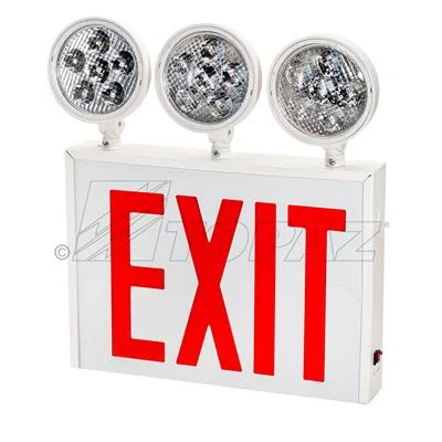 Energy - efficient track lighting fixturesTopaz Steel NYC Approved EXIT Sign and 3 Head Emergency Light Combo