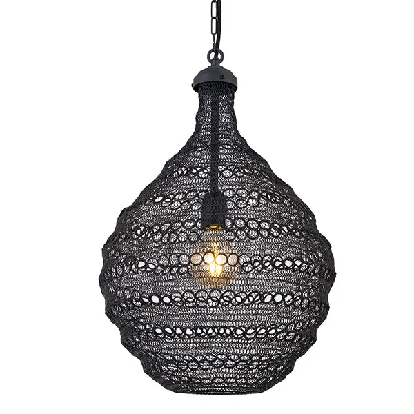 Track lighting for high - ceiling spacesCanarm IPL2084B01BK Zain 14.5 Black Metal Mesh Link Pendant