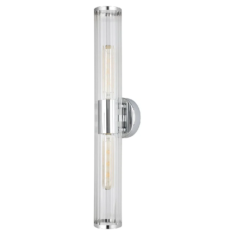 Track lighting for adding a touch of eleganceEglo 204541A Varvara 2 Light Bath Vanity Light in Chrome and Ribbed Glass