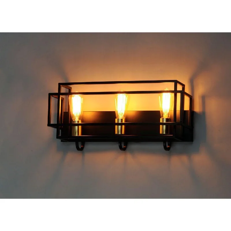 Industrial Ceiling - Mounted Lighting for Assembly PlantsLiner 21 in. 3 Lights Vanity Light Black & Satin Brass Finish
