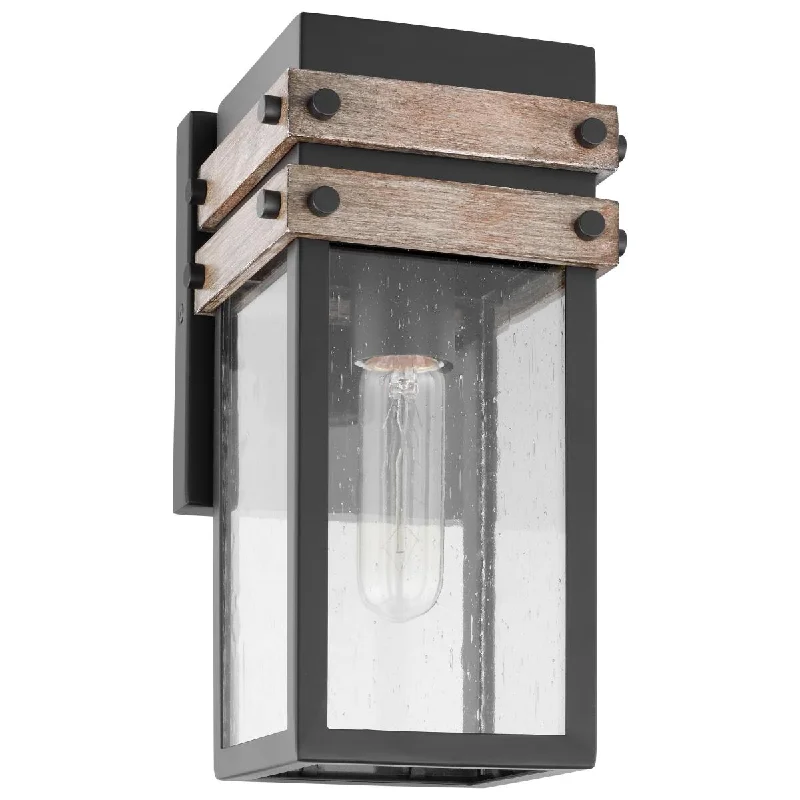 Track lighting with a chunky, bold designNuvo 60-7540 Homestead Small Wood Accented Outdoor Wall Lantern