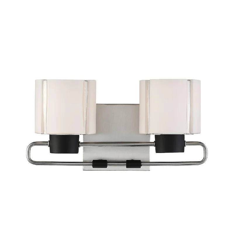 Industrial Lighting for Printing Press FacilitiesWaverly Plaza Bath 15 in. 2 Lights Vanity Light Brushed Nickel finish