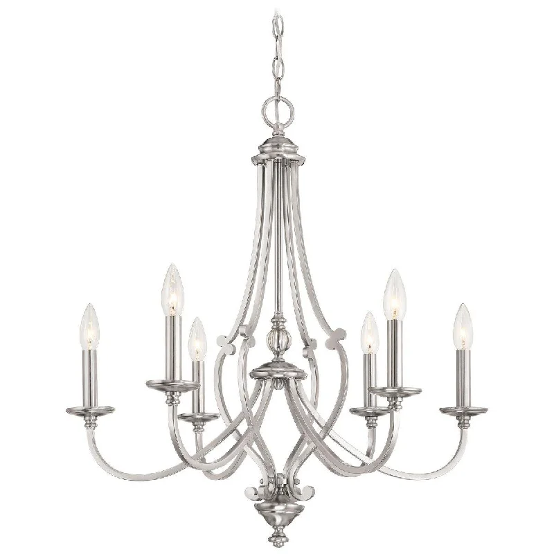 Low - Bay Industrial Lighting Fixtures for Small FactoriesSavannah Row 26 in. 6 Lights Chandelier Brushed Nickel finish Low - Bay Industrial Lighting Fixtures for Small FactoriesSavannah Row 26 in. 6 Lights Chandelier Brushed Nickel finish