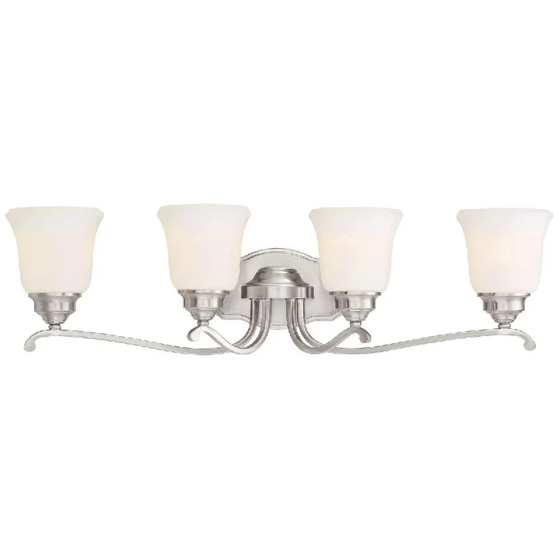 Industrial Emergency Lighting for Safety in FactoriesSavannah Row 31 in. 4 Lights Vanity Light Brushed Nickel finish Industrial Emergency Lighting for Safety in FactoriesSavannah Row 31 in. 4 Lights Vanity Light Brushed Nickel finish