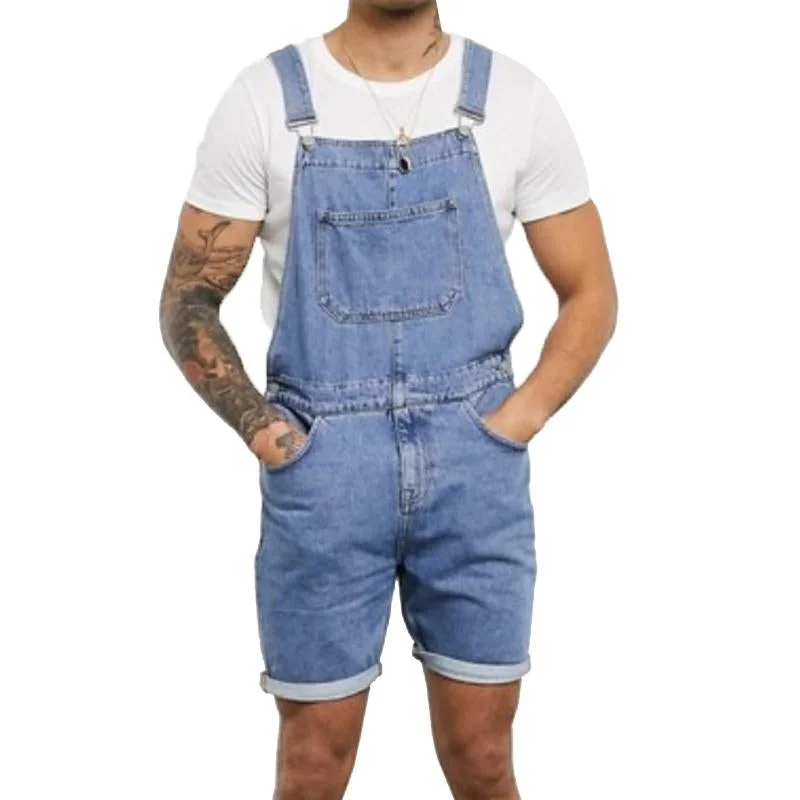 Men's Casual Vintage Denim Shorts Overalls 70861382Y