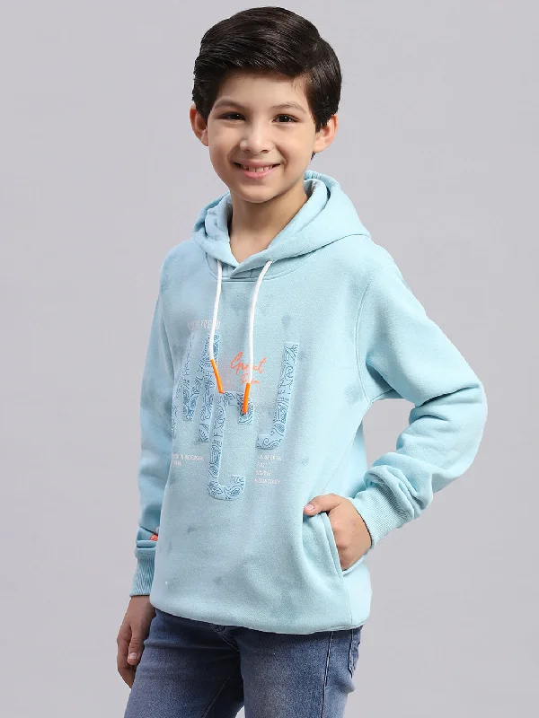 Boys Blue Printed Round Neck Full Sleeve Sweatshirt