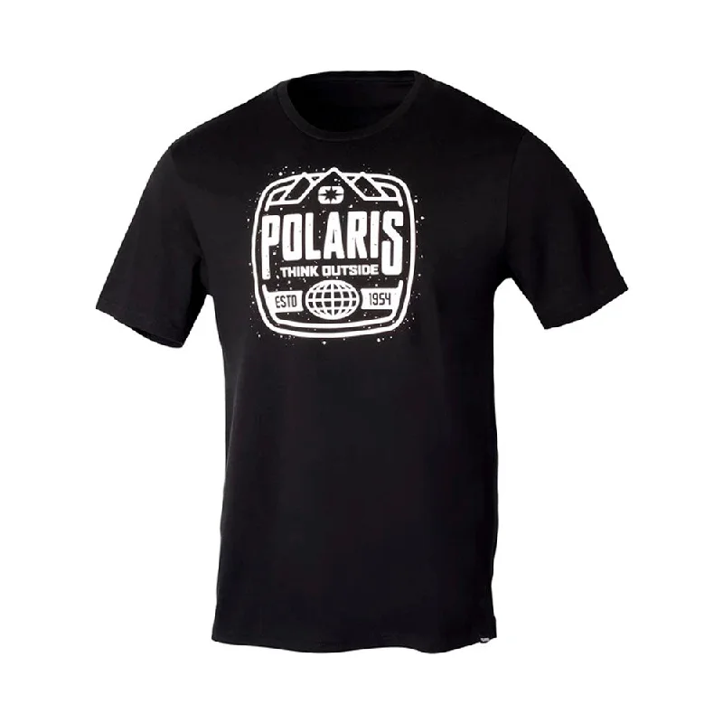 Polaris  Black Stamp Tee Short Sleeve Lightweight Cotton Soft Graphic Crew Neck