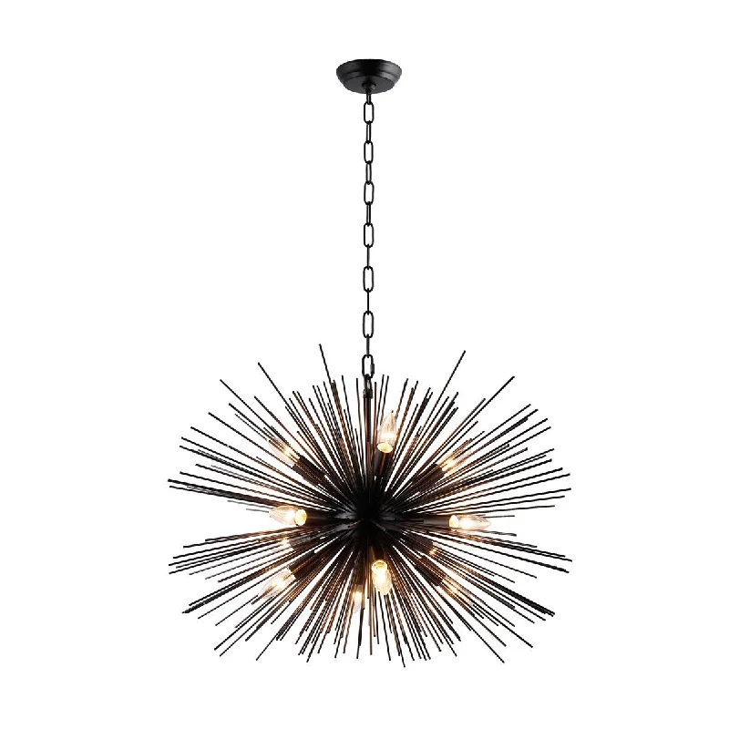 Chandeliers with Metal Frames in Black FinishChandeliers with Metal Frames in Black Finish12 Light Sputnik Chandelier in Black finish - 29.40Wx29.40Lx21H in. Chandeliers with Metal Frames in Black FinishChandeliers with Metal Frames in Black Finish12 Light Sputnik Chandelier in Black finish - 29.40Wx29.40Lx21H in.
