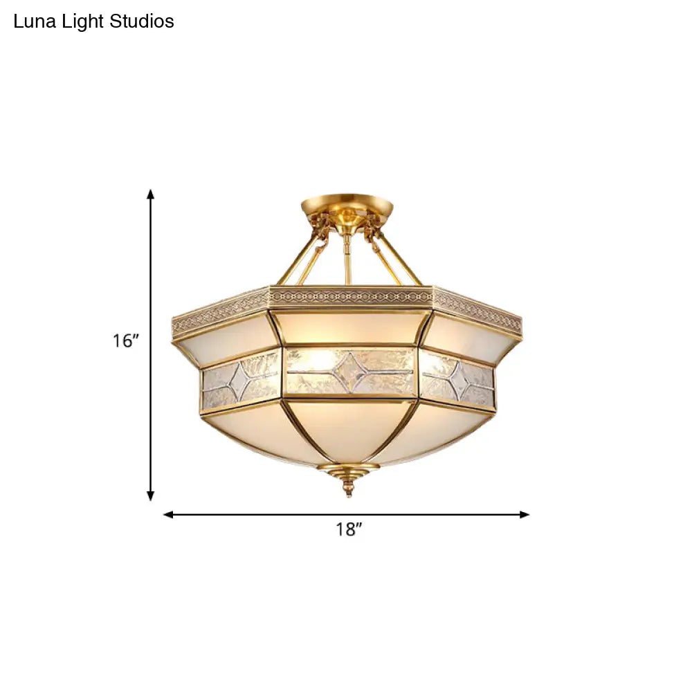 Victorian - Inspired Chandeliers with Ornate DetailsVictorian - Inspired Chandeliers with Ornate Details14"/18"/23.5" Vintage Brass Geometric Ceiling Mounted Fixture - Frosted Glass - 3/4/6 Lights - Semi Mount Lighting - Living Room Victorian - Inspired Chandeliers with Ornate DetailsVictorian - Inspired Chandeliers with Ornate Details14"/18"/23.5" Vintage Brass Geometric Ceiling Mounted Fixture - Frosted Glass - 3/4/6 Lights - Semi Mount Lighting - Living Room