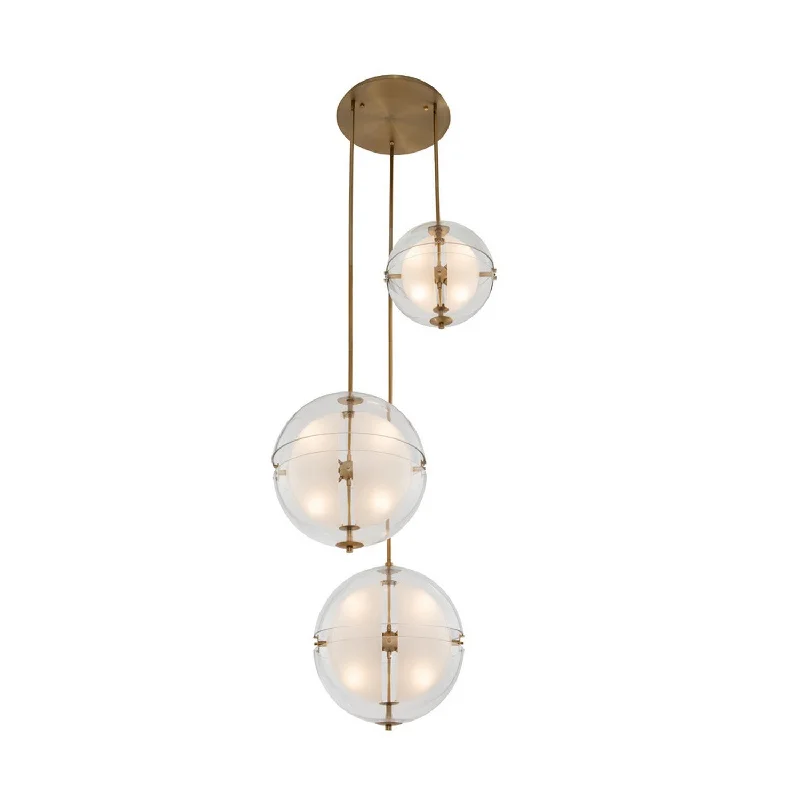 Chandeliers with Metal Frames in Bronze FinishChandeliers with Metal Frames in Bronze FinishSussex 3 Orb Multi Drop Foyer (14"+14"+14")