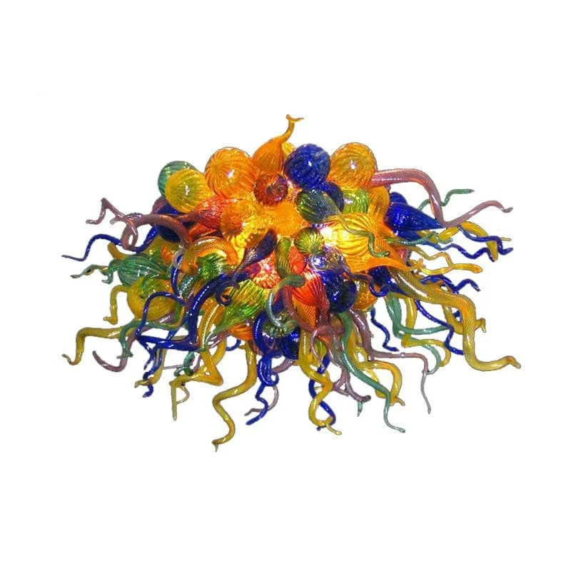 Chandeliers with Metal Frames in Copper FinishChandeliers with Metal Frames in Copper FinishCrayons Exploding Blown Glass Chandelier Chihuly Type Multi Colors