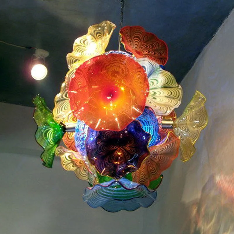 Chandeliers with Metal Frames in Black FinishChandeliers with Metal Frames in Black FinishCeiling Bloom Blown Glass Plates Chandelier Multi Colors Flowers Chandeliers with Metal Frames in Black FinishChandeliers with Metal Frames in Black FinishCeiling Bloom Blown Glass Plates Chandelier Multi Colors Flowers