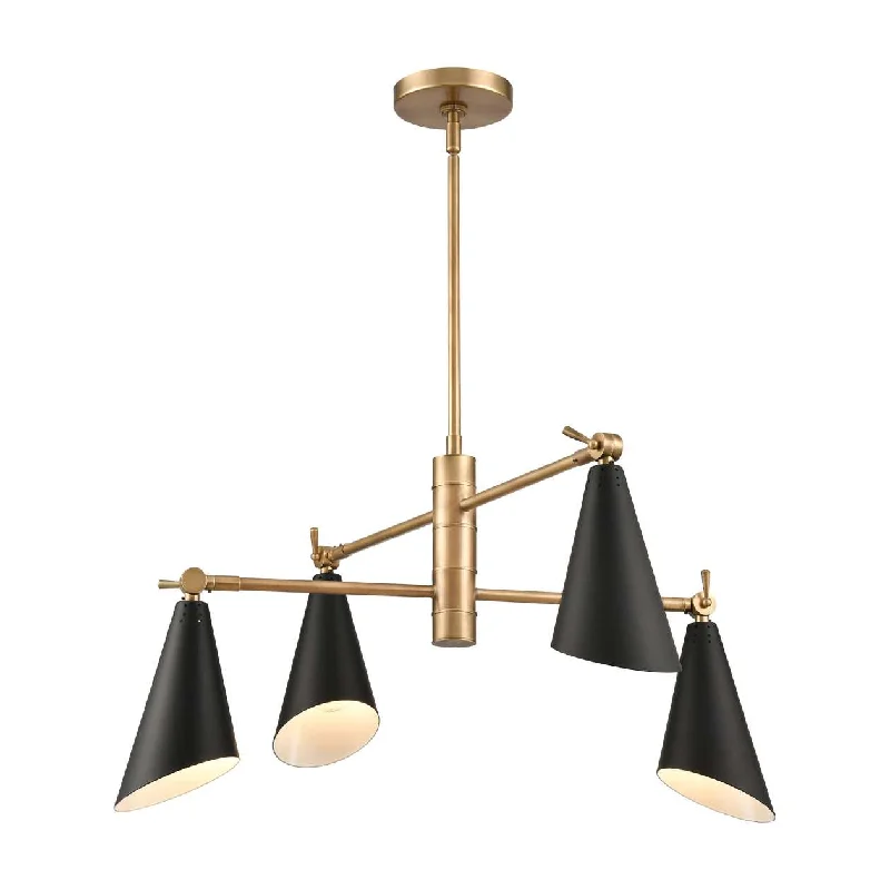 Chandeliers with Clear Crystal for a Sparkling EffectChandeliers with Clear Crystal for a Sparkling EffectCalder 4-Light chandelier in Natural Brass / Matte Black ELK Lighting
