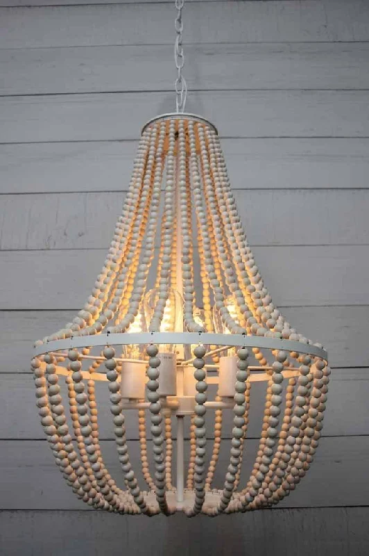 Incandescent Chandeliers for a Warm and Traditional GlowIncandescent Chandeliers for a Warm and Traditional GlowCocoa Wooden Beaded Pendant