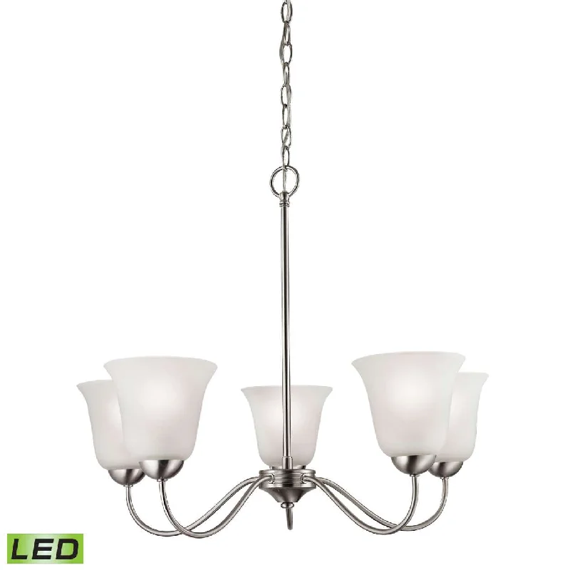 Bohemian - Style Beaded Chandeliers for Eclectic DecorBohemian - Style Beaded Chandeliers for Eclectic DecorConway 5-Light Chandelier in Brushed Nickel with White Glass - LED