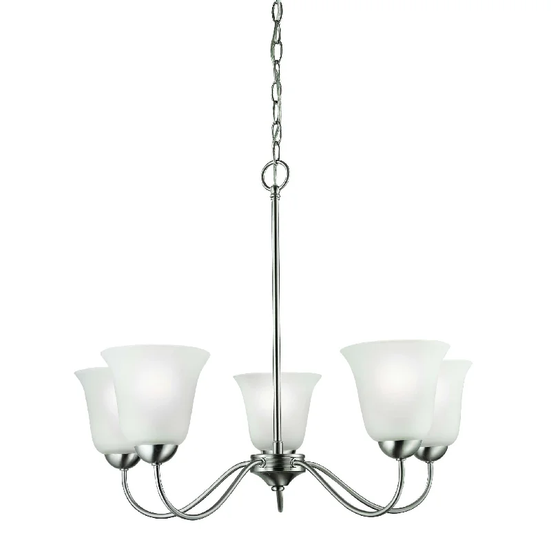 French Country Chandeliers with a Romantic AuraFrench Country Chandeliers with a Romantic AuraConway 5-Light Chandelier in Brushed Nickel with White Glass