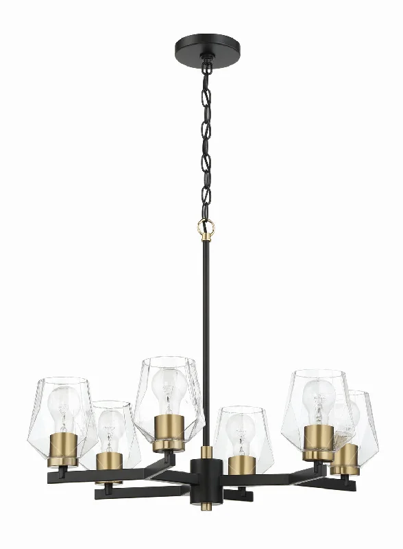 Chandeliers with Metal Frames in Black FinishChandeliers with Metal Frames in Black FinishCraftmade Avante Grand 56926-FBSB Chandelier Light - Flat Black/Satin Brass