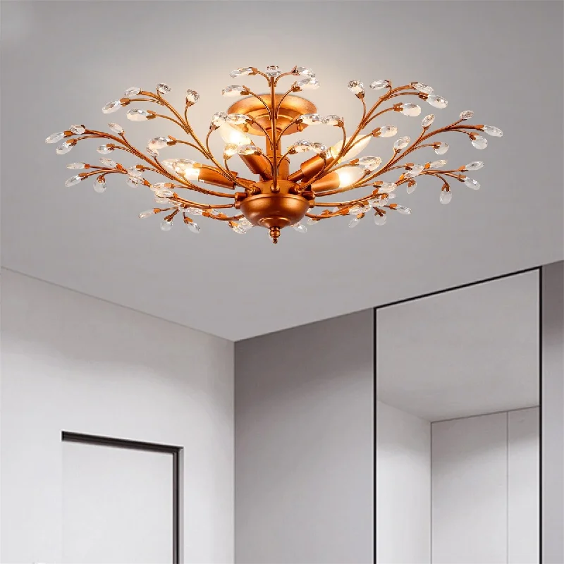 Victorian - Inspired Chandeliers with Ornate DetailsVictorian - Inspired Chandeliers with Ornate DetailsElegant Crystal Leaves Antique Copper Semi Flush Mount Chandelier Victorian - Inspired Chandeliers with Ornate DetailsVictorian - Inspired Chandeliers with Ornate DetailsElegant Crystal Leaves Antique Copper Semi Flush Mount Chandelier